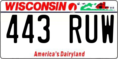 WI license plate 443RUW