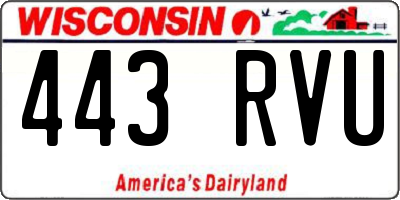 WI license plate 443RVU