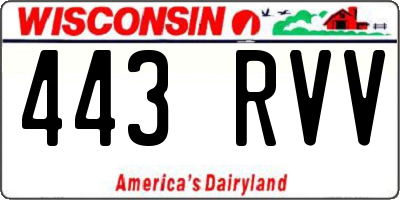 WI license plate 443RVV