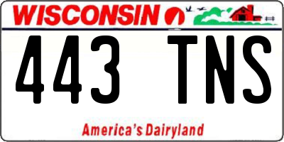 WI license plate 443TNS