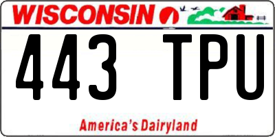 WI license plate 443TPU