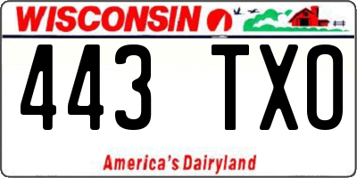 WI license plate 443TXO