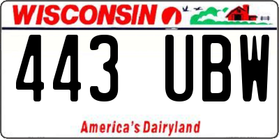 WI license plate 443UBW