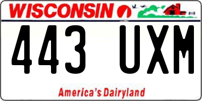 WI license plate 443UXM