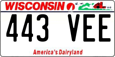 WI license plate 443VEE