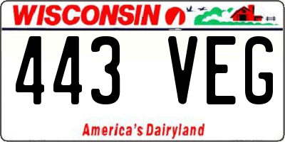 WI license plate 443VEG
