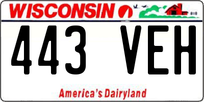 WI license plate 443VEH