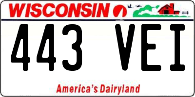 WI license plate 443VEI
