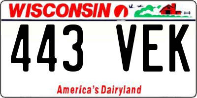 WI license plate 443VEK