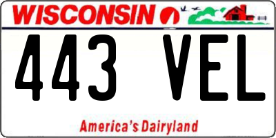 WI license plate 443VEL
