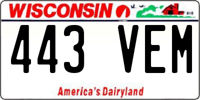 WI license plate 443VEM