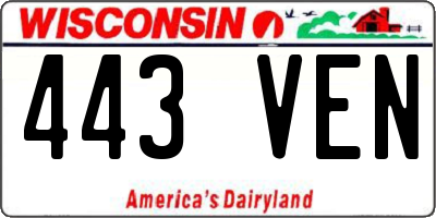 WI license plate 443VEN