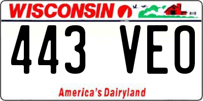 WI license plate 443VEO