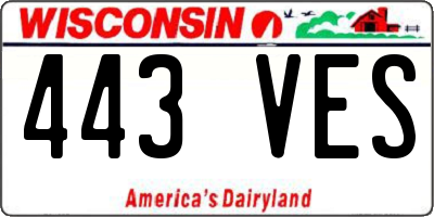 WI license plate 443VES