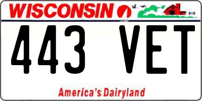 WI license plate 443VET