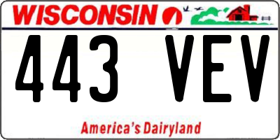 WI license plate 443VEV
