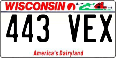 WI license plate 443VEX