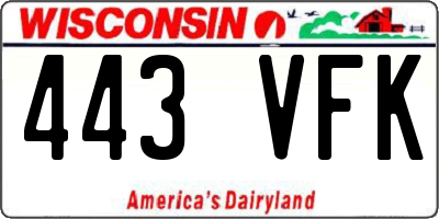 WI license plate 443VFK
