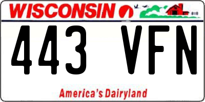 WI license plate 443VFN