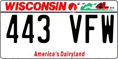 WI license plate 443VFW