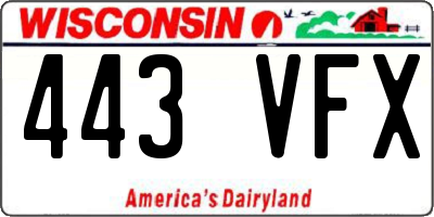 WI license plate 443VFX