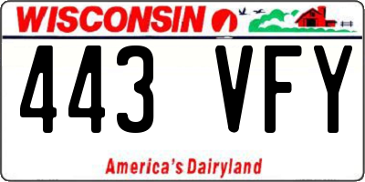 WI license plate 443VFY