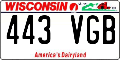 WI license plate 443VGB