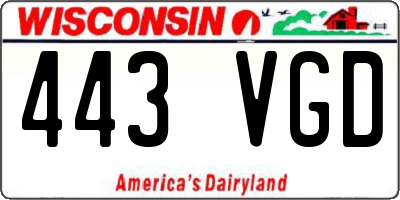 WI license plate 443VGD