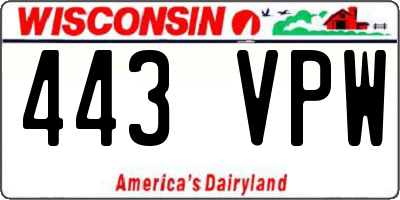 WI license plate 443VPW