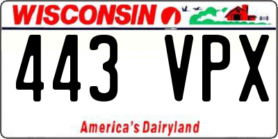 WI license plate 443VPX