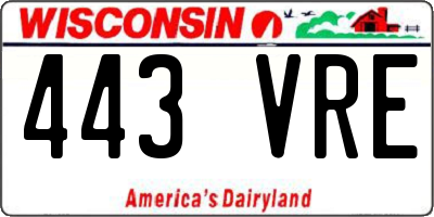 WI license plate 443VRE