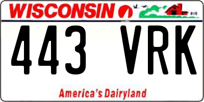 WI license plate 443VRK