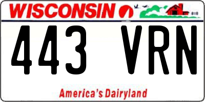 WI license plate 443VRN