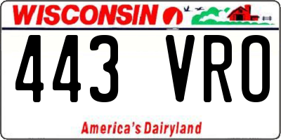 WI license plate 443VRO
