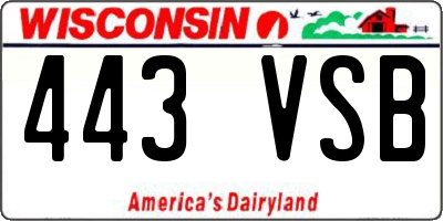 WI license plate 443VSB