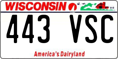 WI license plate 443VSC