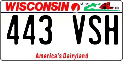 WI license plate 443VSH