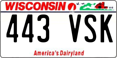 WI license plate 443VSK