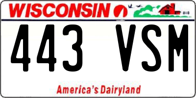 WI license plate 443VSM