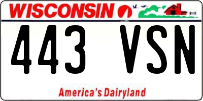WI license plate 443VSN