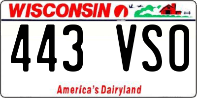 WI license plate 443VSO