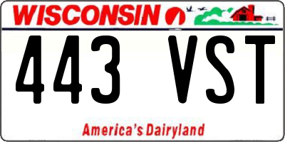 WI license plate 443VST