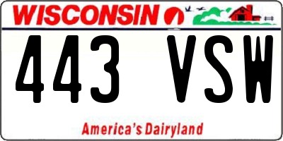 WI license plate 443VSW