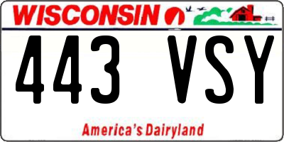 WI license plate 443VSY