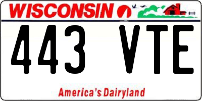 WI license plate 443VTE