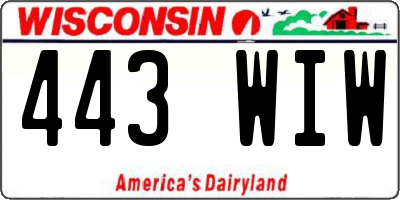 WI license plate 443WIW
