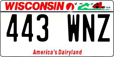 WI license plate 443WNZ