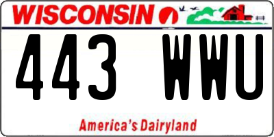 WI license plate 443WWU