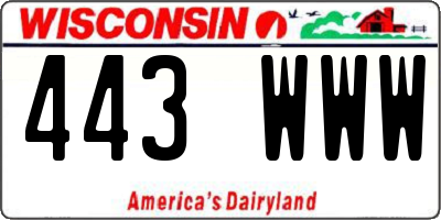 WI license plate 443WWW