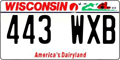 WI license plate 443WXB